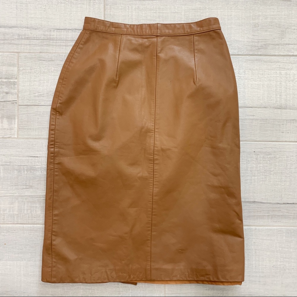 Vintage 1980’s  BRASS PLUM Genuine Leather Skirt